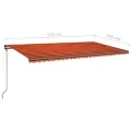 Auvent manuel rétractable avec LED 6x3,5 m Orange et marron