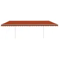 Auvent automatique rétractable et poteaux 6x3m Orange et marron