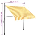 Auvent manuel rétractable avec LED 150 cm Blanc et orange