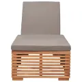 Chaise longue avec coussin gris foncé Bois de teck solide