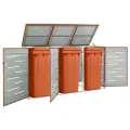 Abri pour trois poubelles 207x77,5x112,5 cm Inox