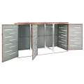 Abri pour trois poubelles 207x77,5x112,5 cm Inox