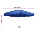 Parasol de jardin avec mât en aluminium 600 cm bleu azuré