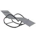 Chaises longues à bascule 2 pcs Gris Acier et textilène