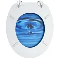 Siège de toilette avec couvercle MDF Bleu Gouttes d'eau