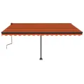 Auvent manuel rétractable avec LED 450x350 cm Orange et marron