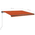 Auvent manuel rétractable avec LED 450x350 cm Orange et marron