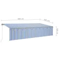 Auvent automatique store capteur de vent LED 6x3 m Bleu blanc