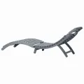 Chaise longue Délavage gris Bois d'acacia solide