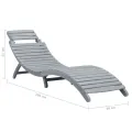 Chaise longue Délavage gris Bois d'acacia solide