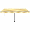 Auvent automatique sur pied 400x300 cm Jaune et blanc