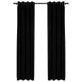 Rideaux occultants Aspect lin avec œillets 2 pcs Noir 140x225cm