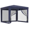 Tente de fête avec 4 parois latérales en maille Bleu 3x3 m PEHD
