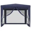 Tente de fête avec 4 parois latérales en maille Bleu 3x3 m PEHD