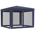 Tente de fête avec 4 parois latérales en maille Bleu 3x3 m PEHD