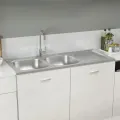 Évier de cuisine à double évier argenté 1200x500x155 mm inox