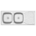 Évier de cuisine à double évier argenté 1200x500x155 mm inox