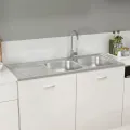 Évier de cuisine à double évier argenté 1200x500x155 mm inox