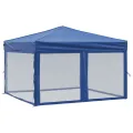 Tente de réception pliable avec parois Bleu 3x3 m