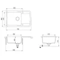Évier de cuisine Granit Seul lavabo Beige