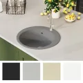 Évier de cuisine en granit Bac unique Rond Gris