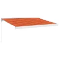 Auvent rétractable orange et marron 3,5x2,5m tissu et aluminium