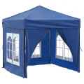 Tente de réception pliable avec parois Bleu 2x2 m