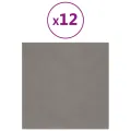 Panneaux muraux 12 pcs Gris clair 30x30 cm Velours 1,08 m²