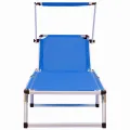 Chaises longues pliables et toit lot de 2 Aluminium textilène