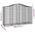 Paniers à gabions arqués 18 pcs 200x50x120/140 cm Fer galvanisé