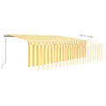 Auvent rétractable manuel avec store LED 5x3 m Jaune et blanc