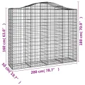 Paniers à gabions arqués 6 pcs 200x50x160/180 cm Fer galvanisé