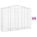 Paniers à gabions arqués 9 pcs 200x50x140/160 cm Fer galvanisé