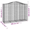 Paniers à gabions arqués 9 pcs 200x50x140/160 cm Fer galvanisé