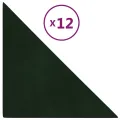Panneaux muraux 12 pcs Vert foncé 30x30 cm Velours 0,54 m²