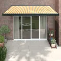Auvent rétractable jaune et blanc 3x2,5 m tissu et aluminium