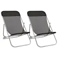 Chaises plage pliantes lot de 2 textilène acier enduit poudre