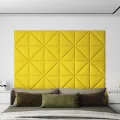 Panneaux muraux 12 pcs Jaune clair 30x30 cm Tissu 0,54 m²