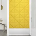 Panneaux muraux 12 pcs Jaune clair 30x30 cm Tissu 0,54 m²