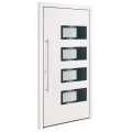 Porte d'entrée Blanc 110x210 cm Aluminium et PVC