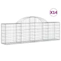 Paniers à gabions arqués 14 pcs 200x30x60/80 cm Fer galvanisé