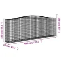 Paniers à gabions arqués 4 pcs 400x50x140/160 cm Fer galvanisé