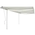 Auvent manuel rétractable avec LED 4x3 m Crème