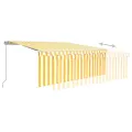 Auvent manuel rétractable avec store et LED 4x3m Jaune et blanc