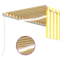 Auvent manuel rétractable avec store et LED 4x3m Jaune et blanc