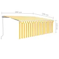 Auvent manuel rétractable avec store et LED 4x3m Jaune et blanc