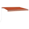Auvent manuel rétractable avec LED 450x350 cm Orange et marron