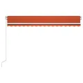 Auvent manuel rétractable avec LED 450x350 cm Orange et marron