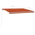 Auvent manuel rétractable avec LED 450x350 cm Orange et marron