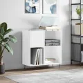 Armoire à disques blanc brillant 84,5x38x89cm bois d'ingénierie
